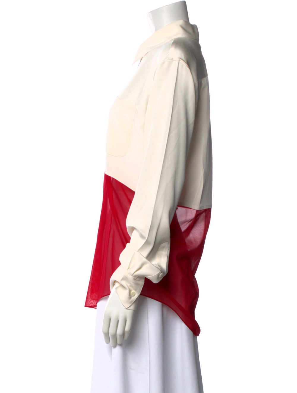 Peter Do Silk Colorblock Pattern Button-Up Top - image 2