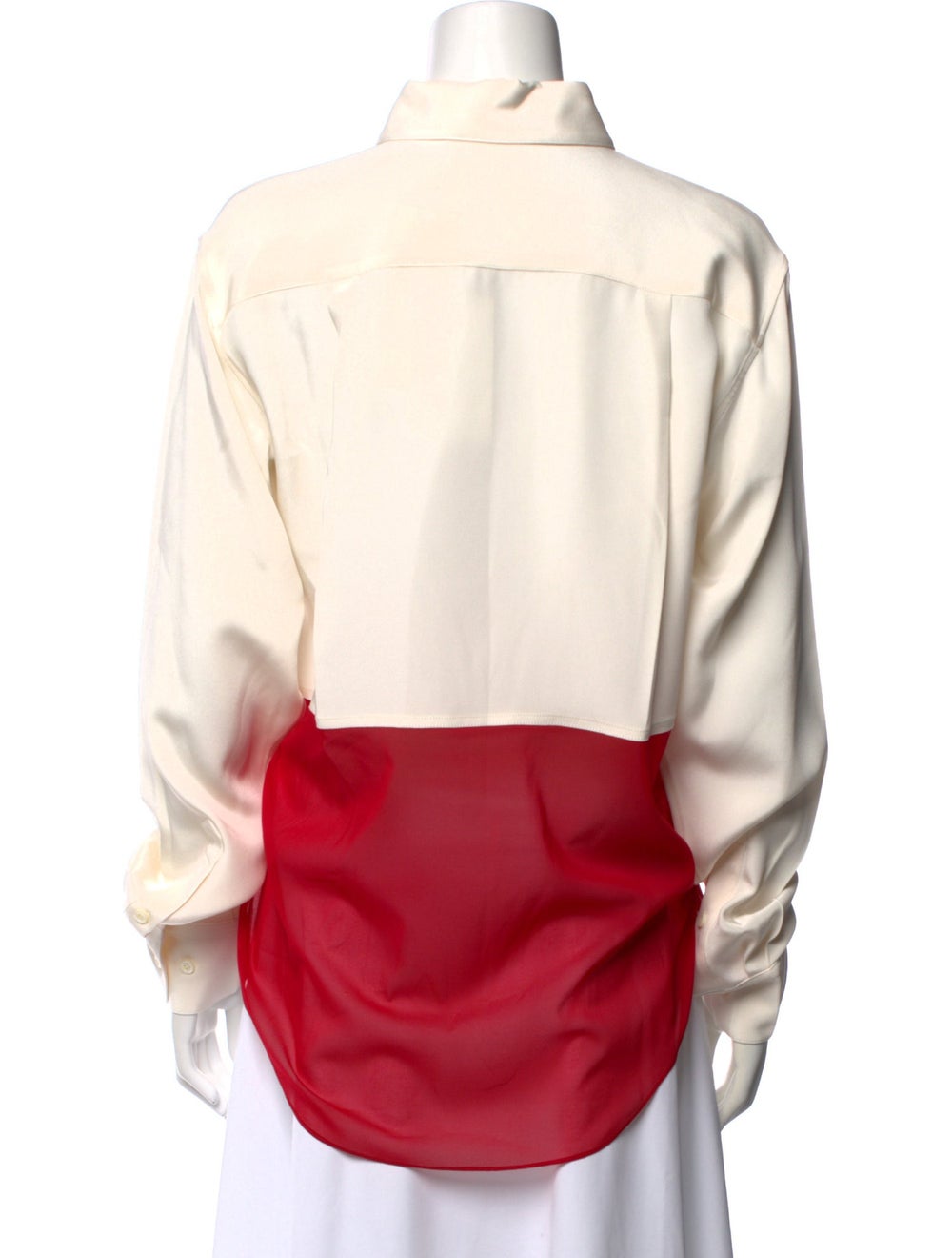 Peter Do Silk Colorblock Pattern Button-Up Top - image 3