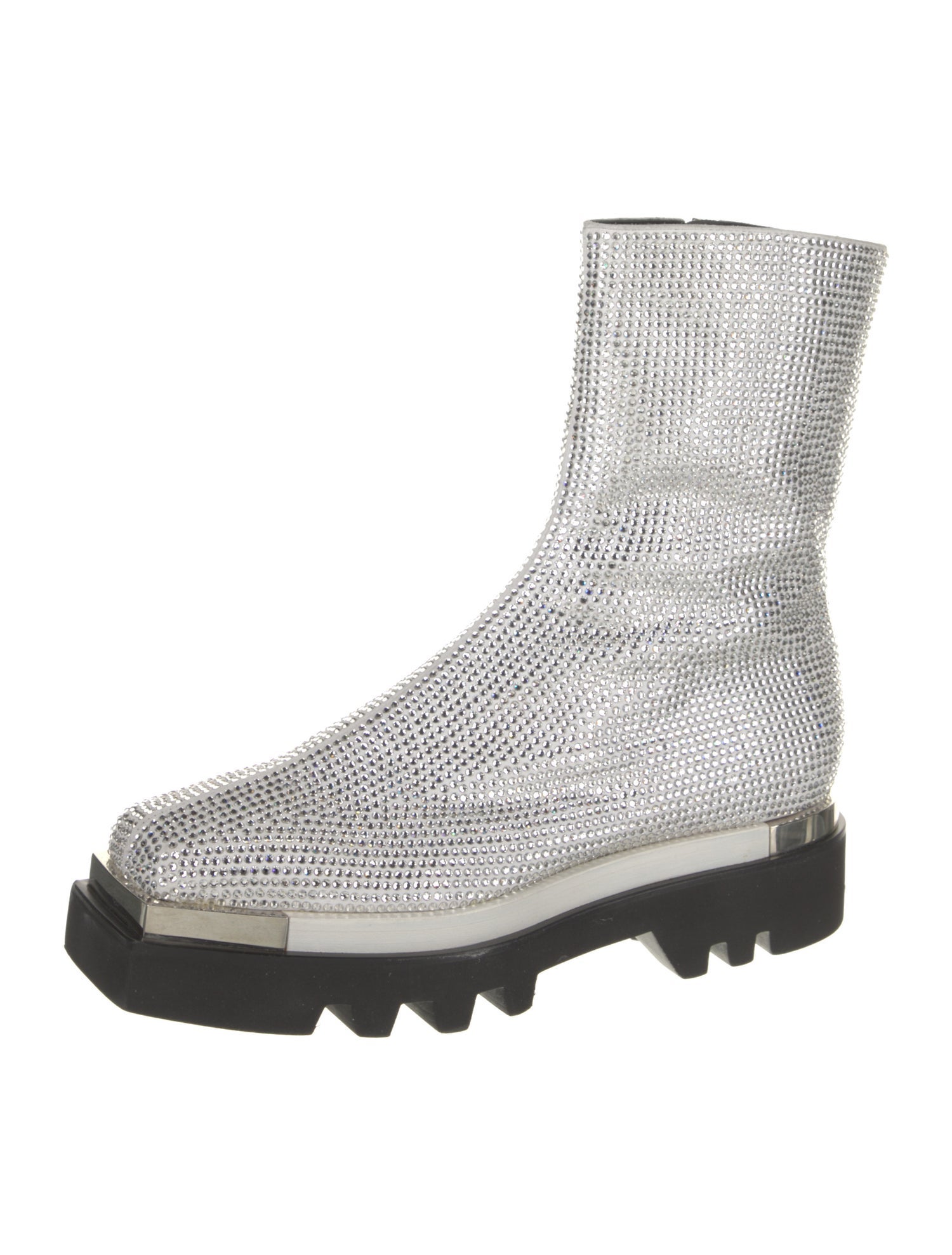 Peter Do Crystal Crystal Embellishments Combat Boots - Silver
