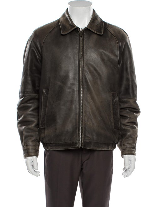 Perry Ellis Leather Jacket Brown