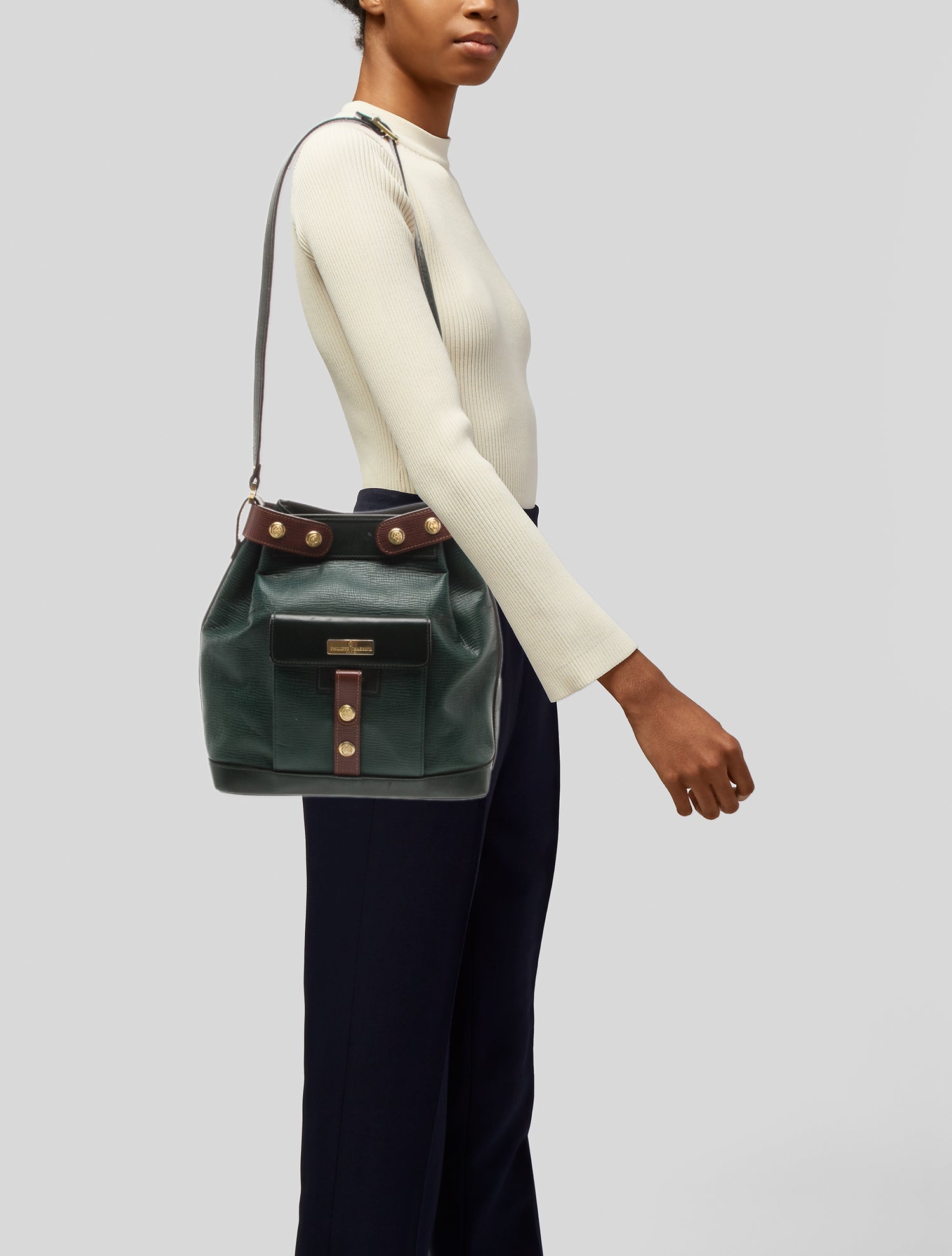 Philippe Charriol Leather Bucket Bag - Green Crossbody Bags