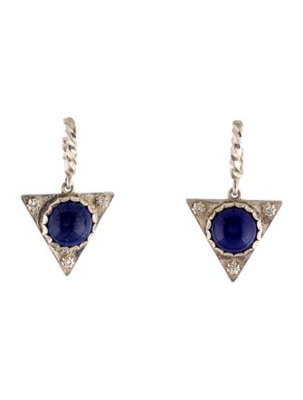 Philip Crangi Lapis Lazuli & Diamond Triangle Drop Earrings
