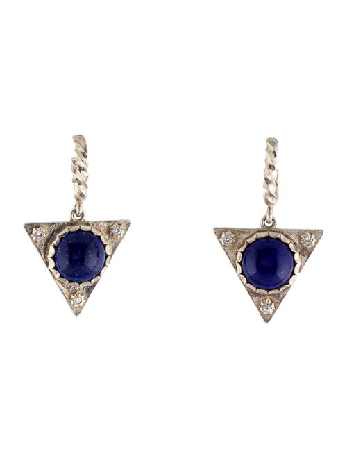 Philip Crangi Lapis Lazuli & Diamond Triangle Drop Earrings