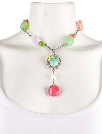 Philippe Ferrandis Crystal & Bead Lavalier Necklace