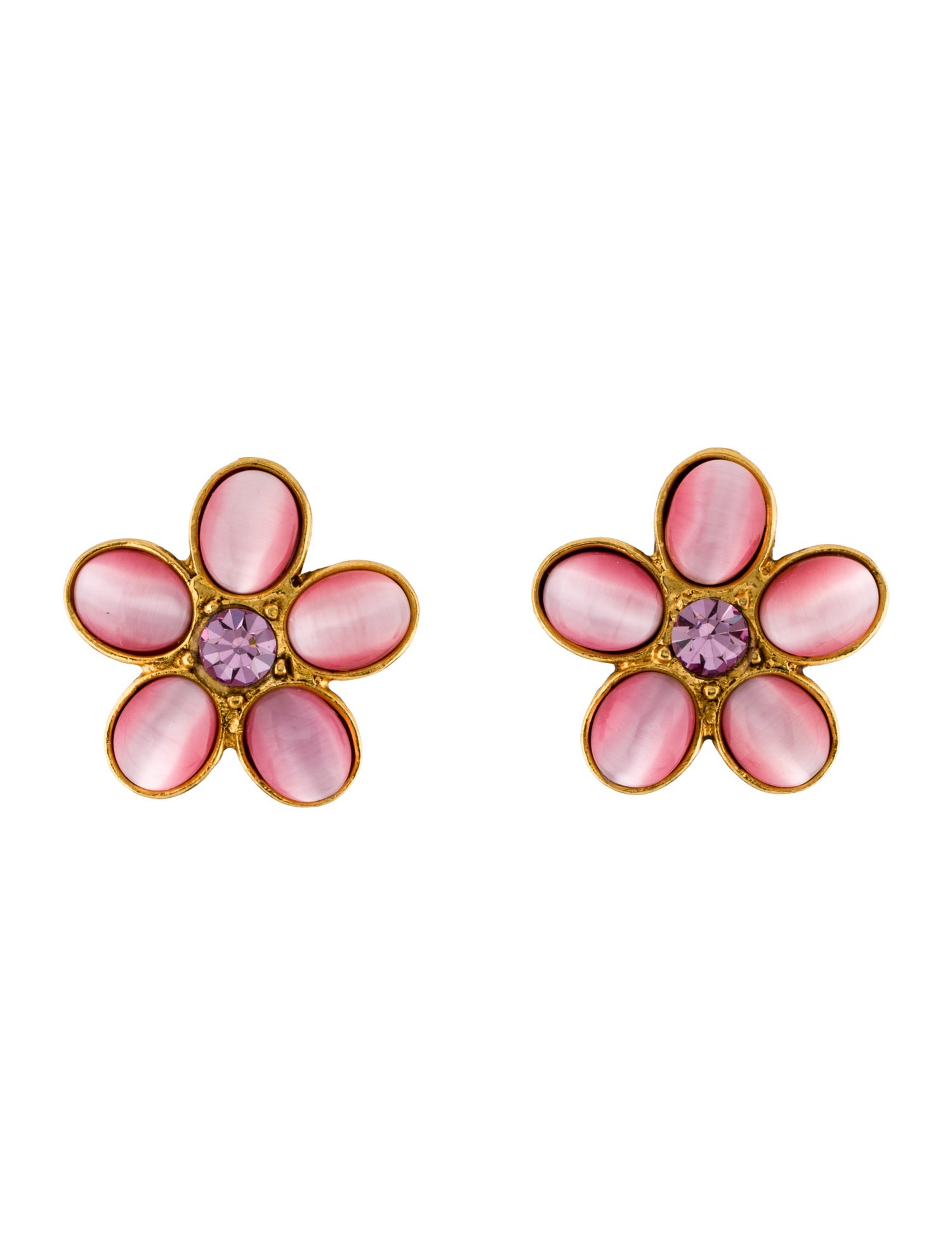 Philippe Ferrandis Resin & Crystal Flower Clip-On Earrings