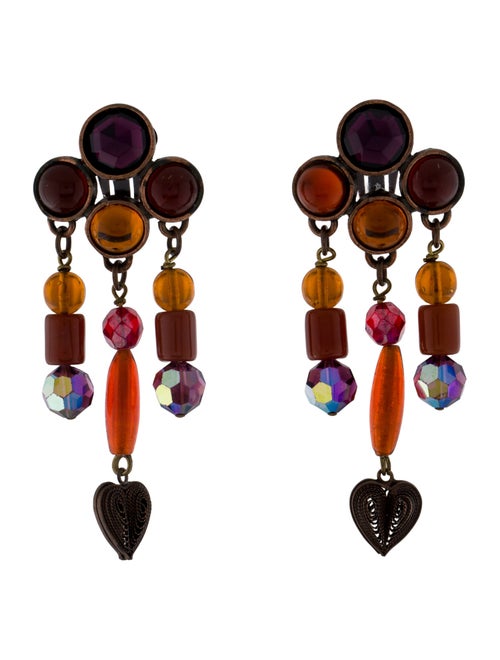 Philippe Ferrandis Resin and Crystal Drop Earrings