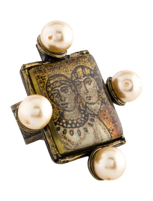 Philippe Ferrandis Faux Pearl & Resin Cocktail Ring