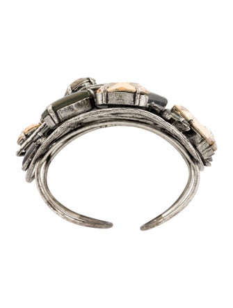 Philippe Ferrandis Mother of Pearl & Crystal Cuff Bracelet