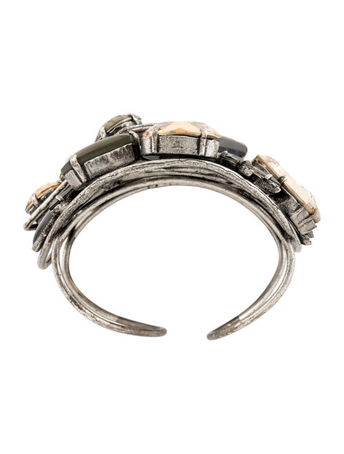 Philippe Ferrandis Mother of Pearl & Crystal Cuff Bracelet