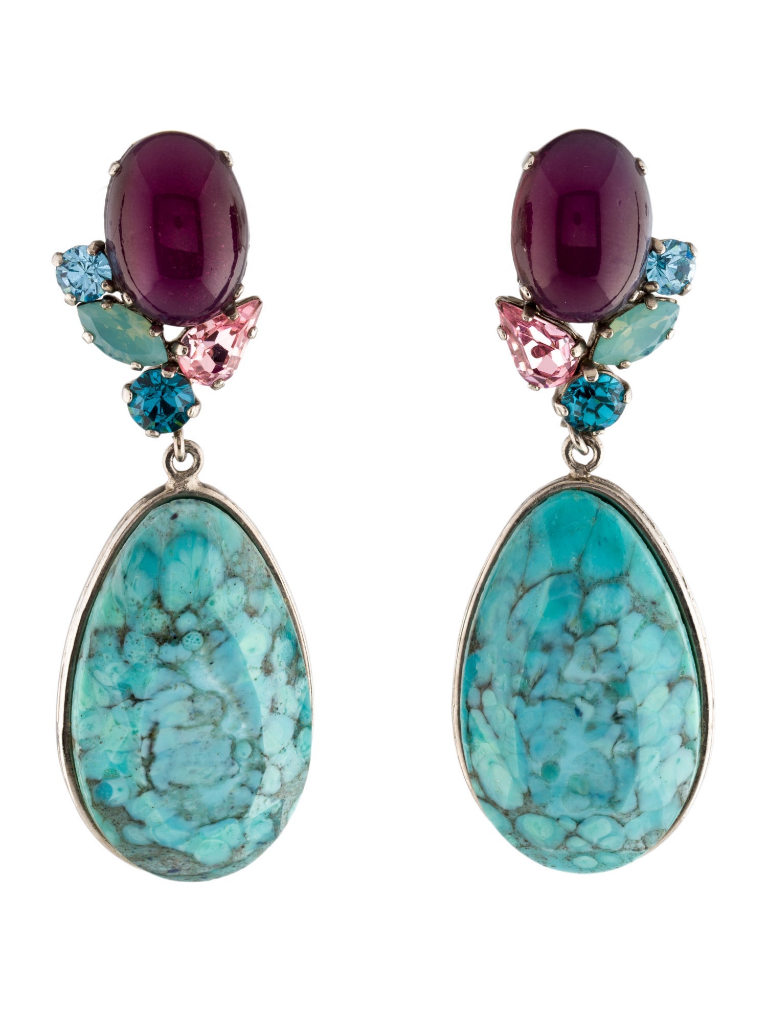 Philippe Ferrandis Crystal & Resin Clip-On Drop Earrings