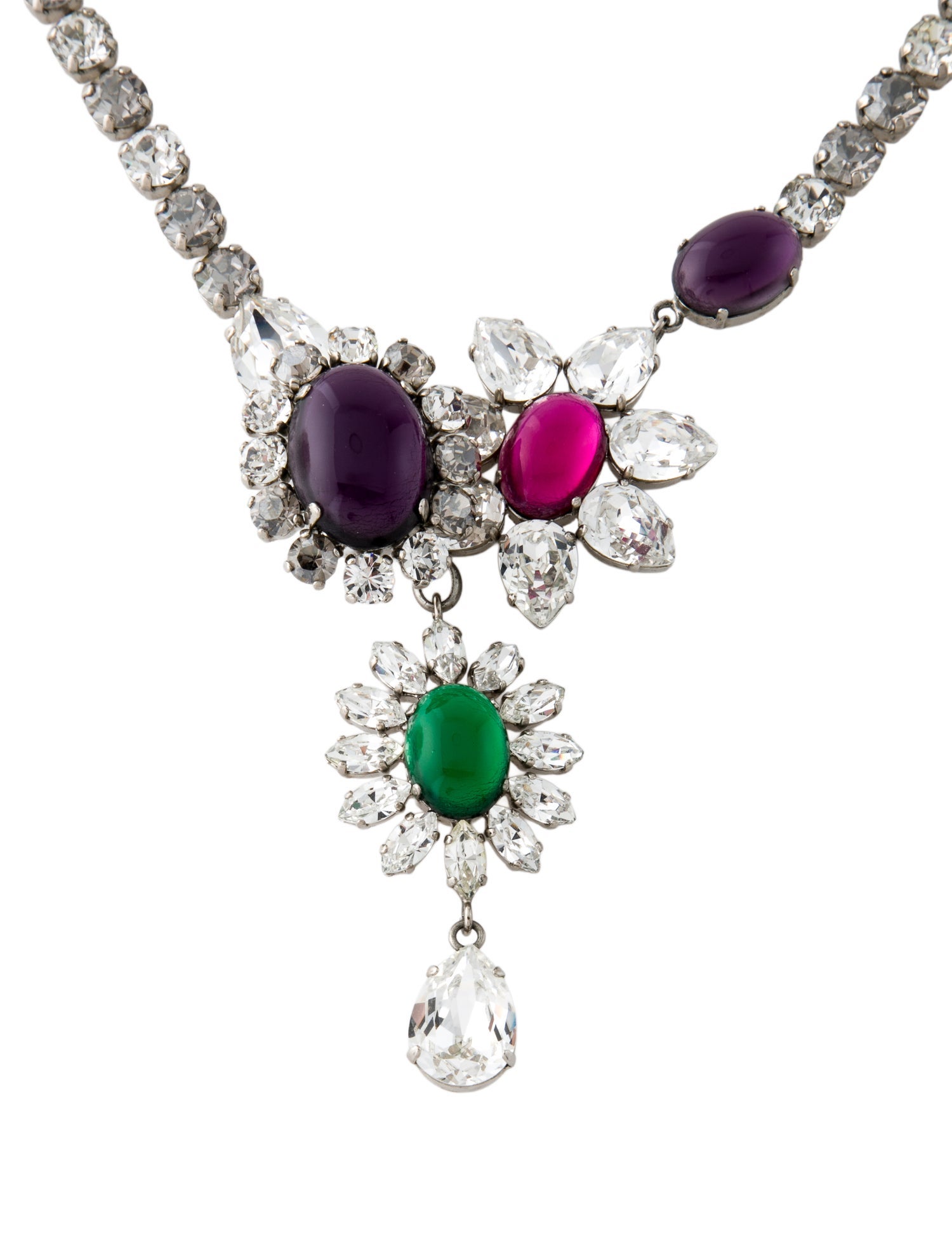 Philippe Ferrandis Crystal Lavalier Collar Necklace