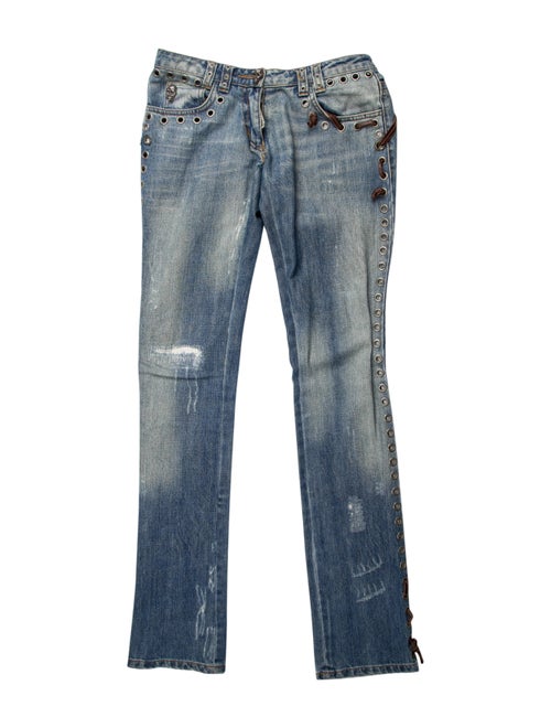 Philipp Plein Low-Rise Straight Leg Jeans Blue