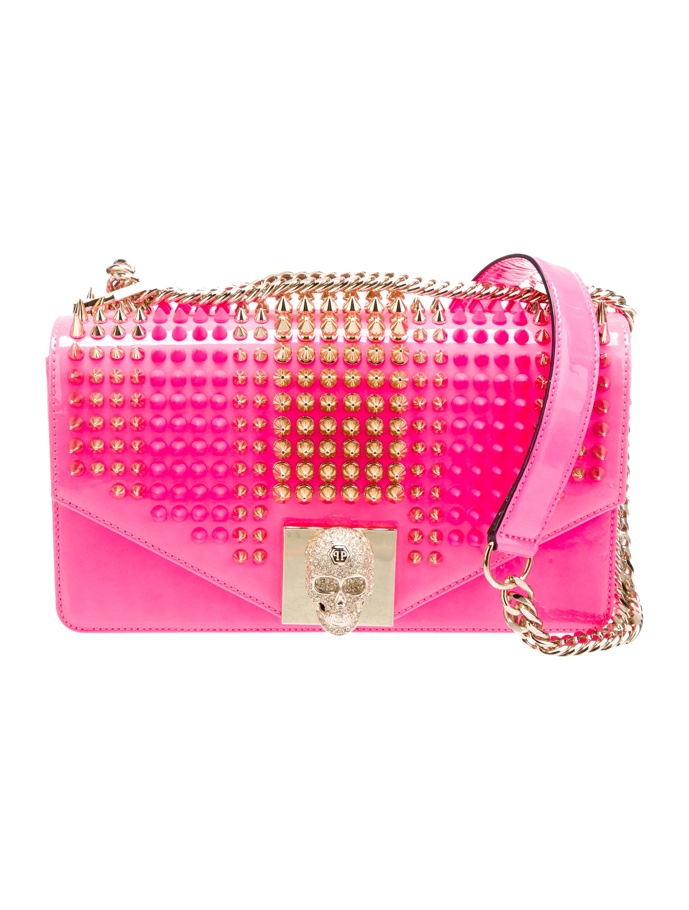 Philipp Plein Patent Leather Studded Shoulder Bag