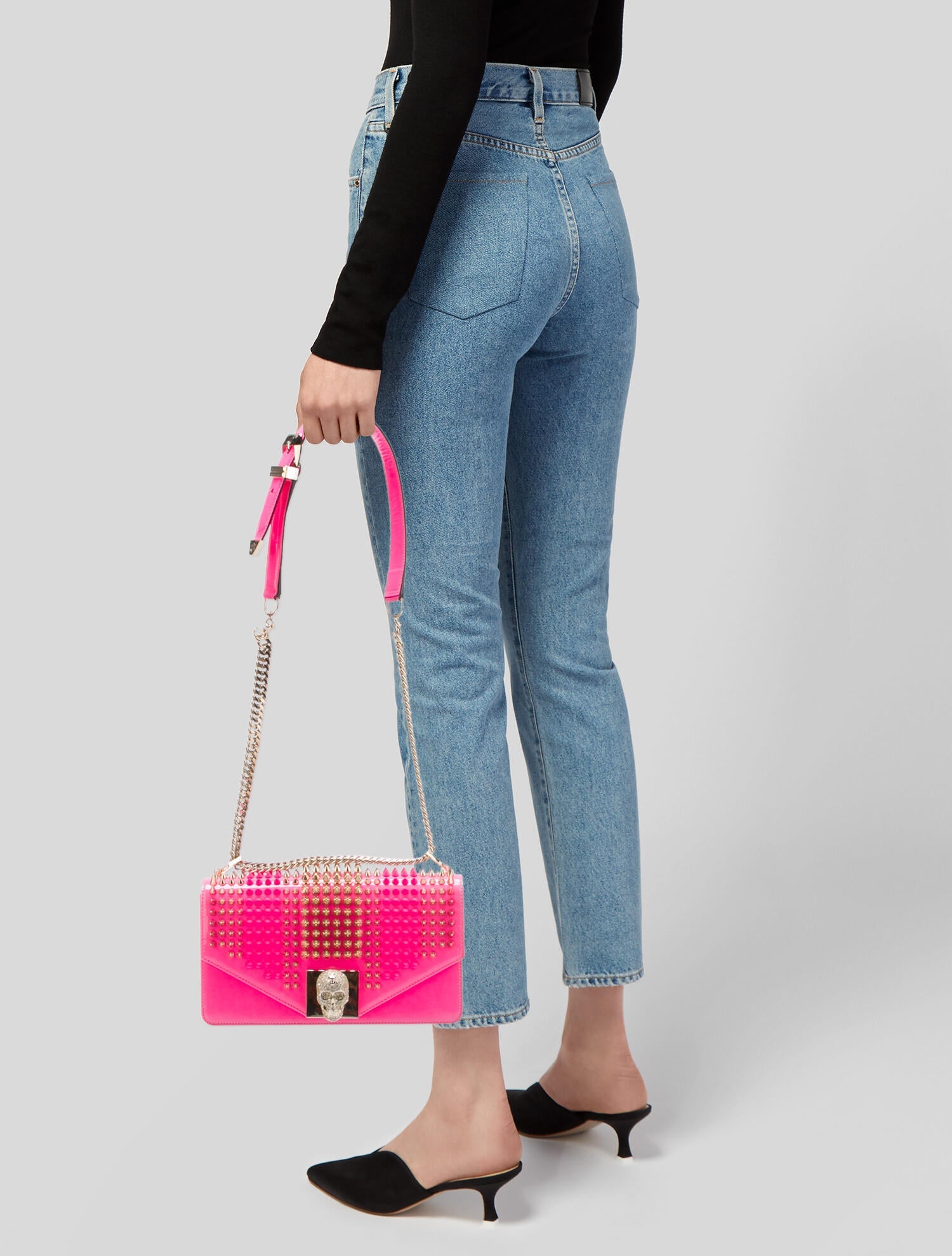 Philipp Plein Patent Leather Studded Shoulder Bag