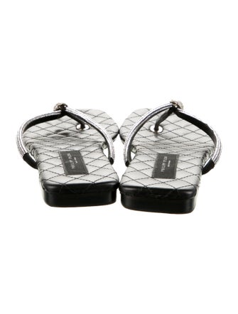 Philipp Plein Leather Printed Flip Flops