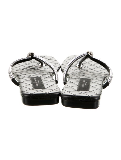 Philipp Plein Leather Printed Flip Flops