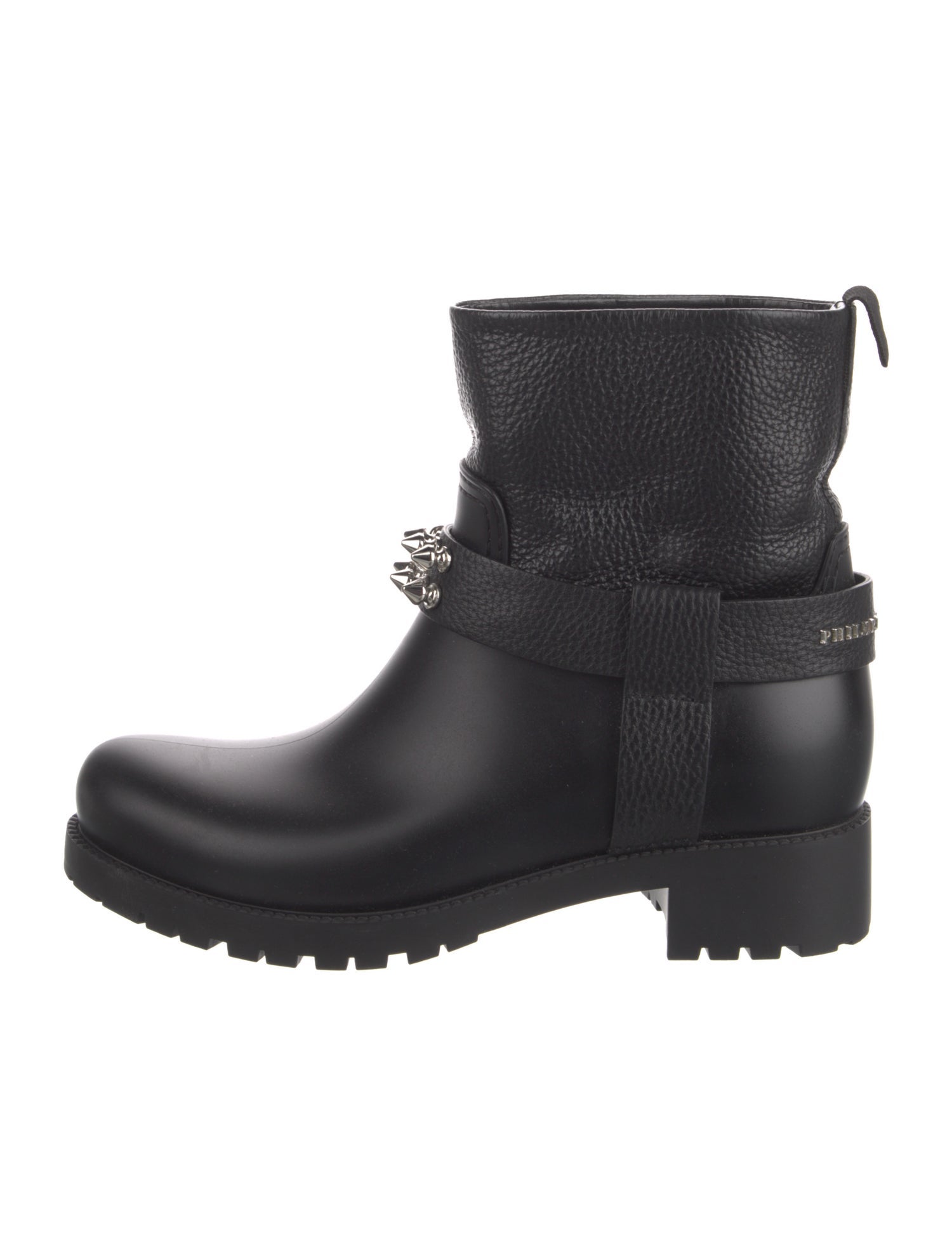 Philipp Plein Leather Studded Accents Boots