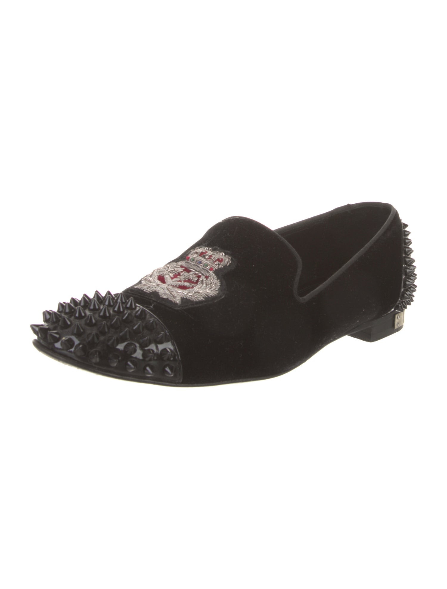 Philipp Plein Velvet Studded Accents Loafers