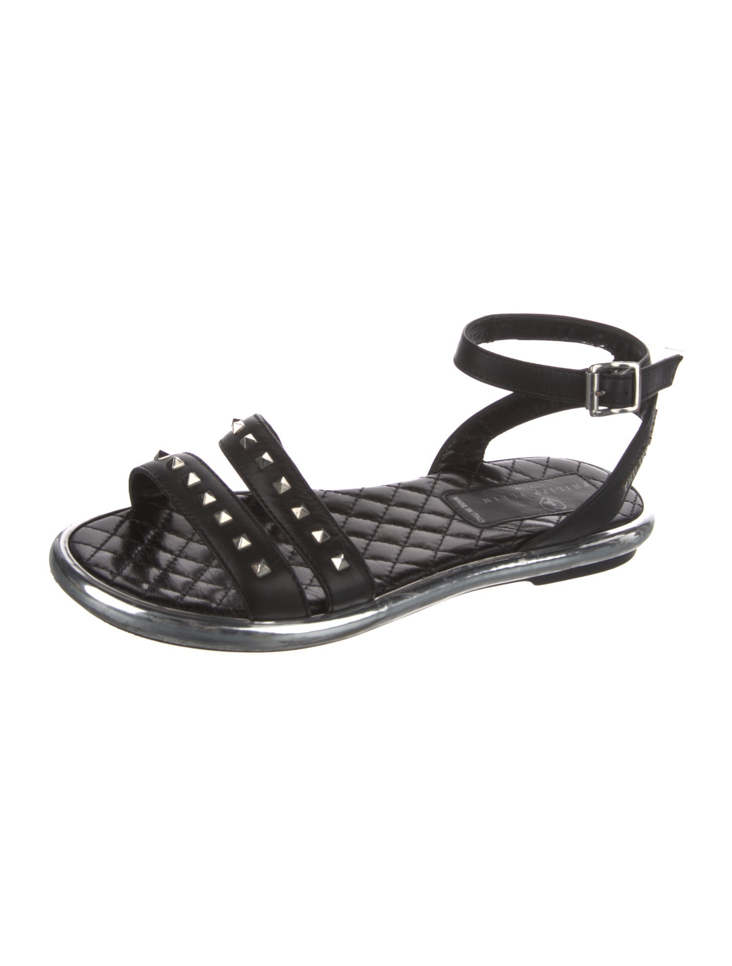 Philipp Plein Leather Studded Accents Gladiator Sandals