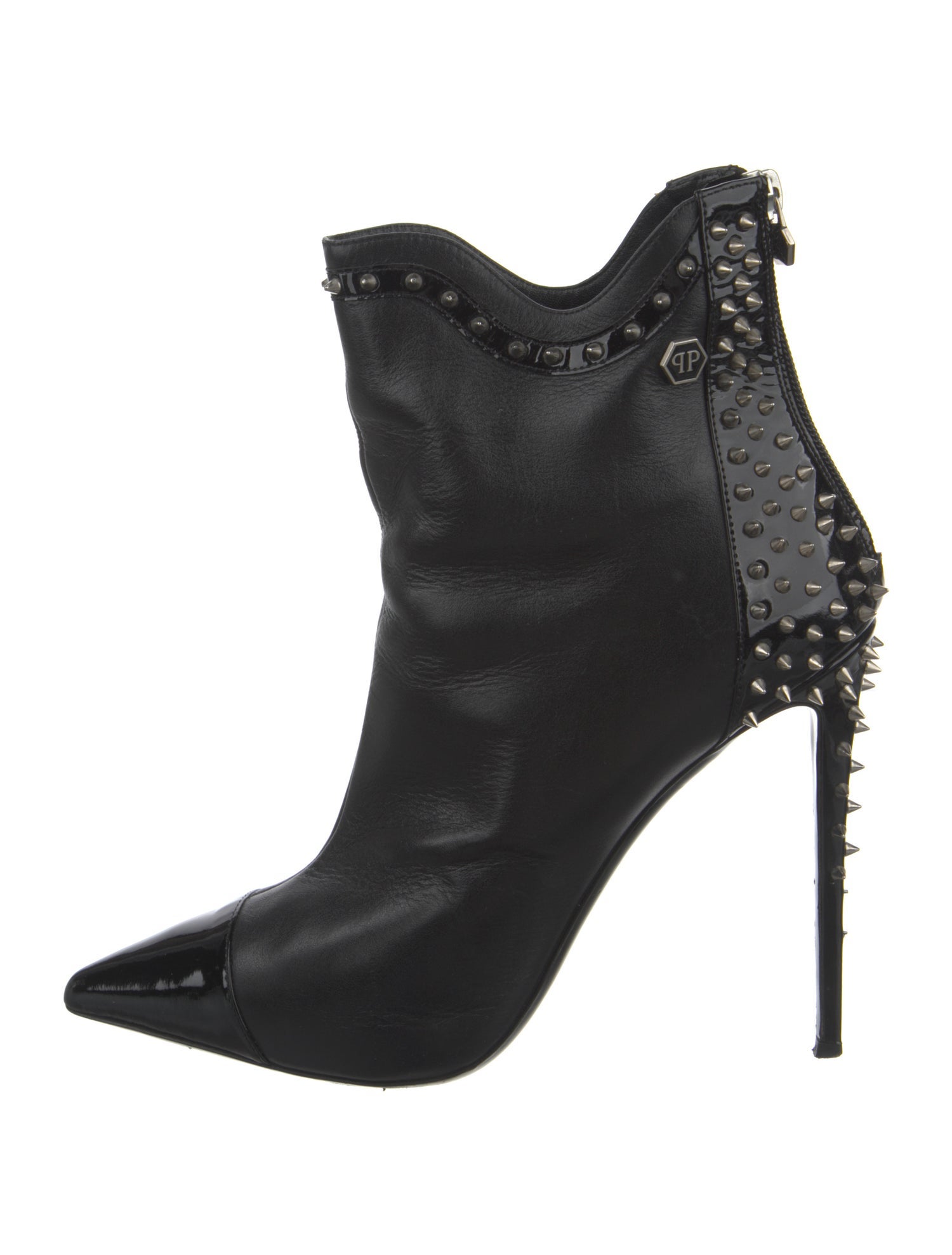 Philipp Plein Leather Studded Accents Boots