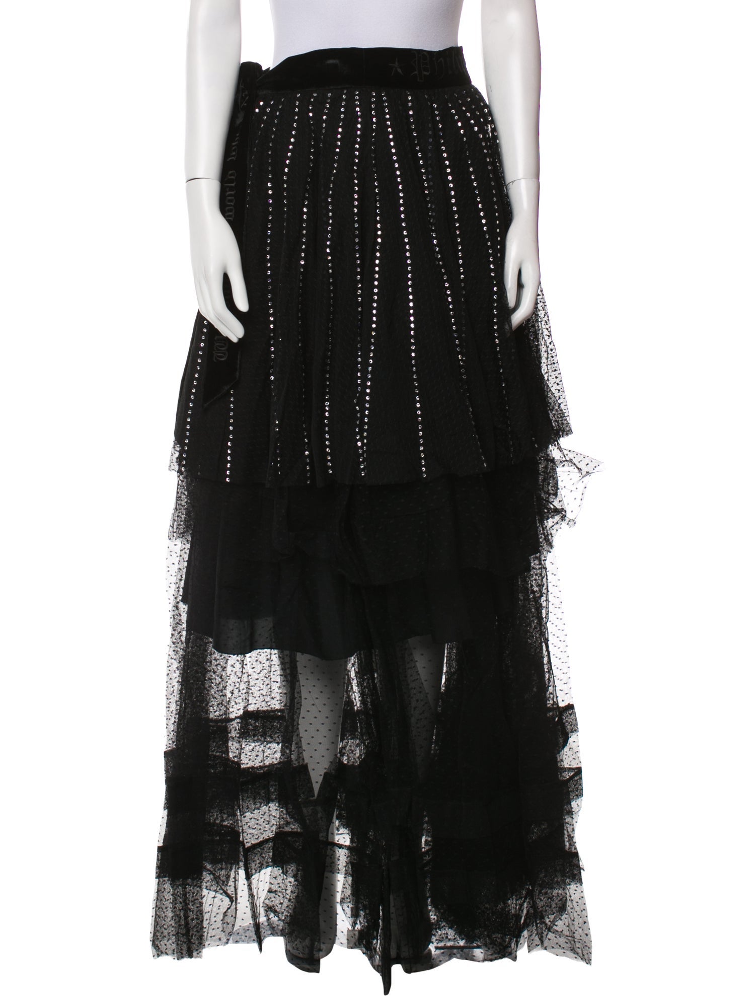Philipp Plein Mesh Accents Long Skirt
