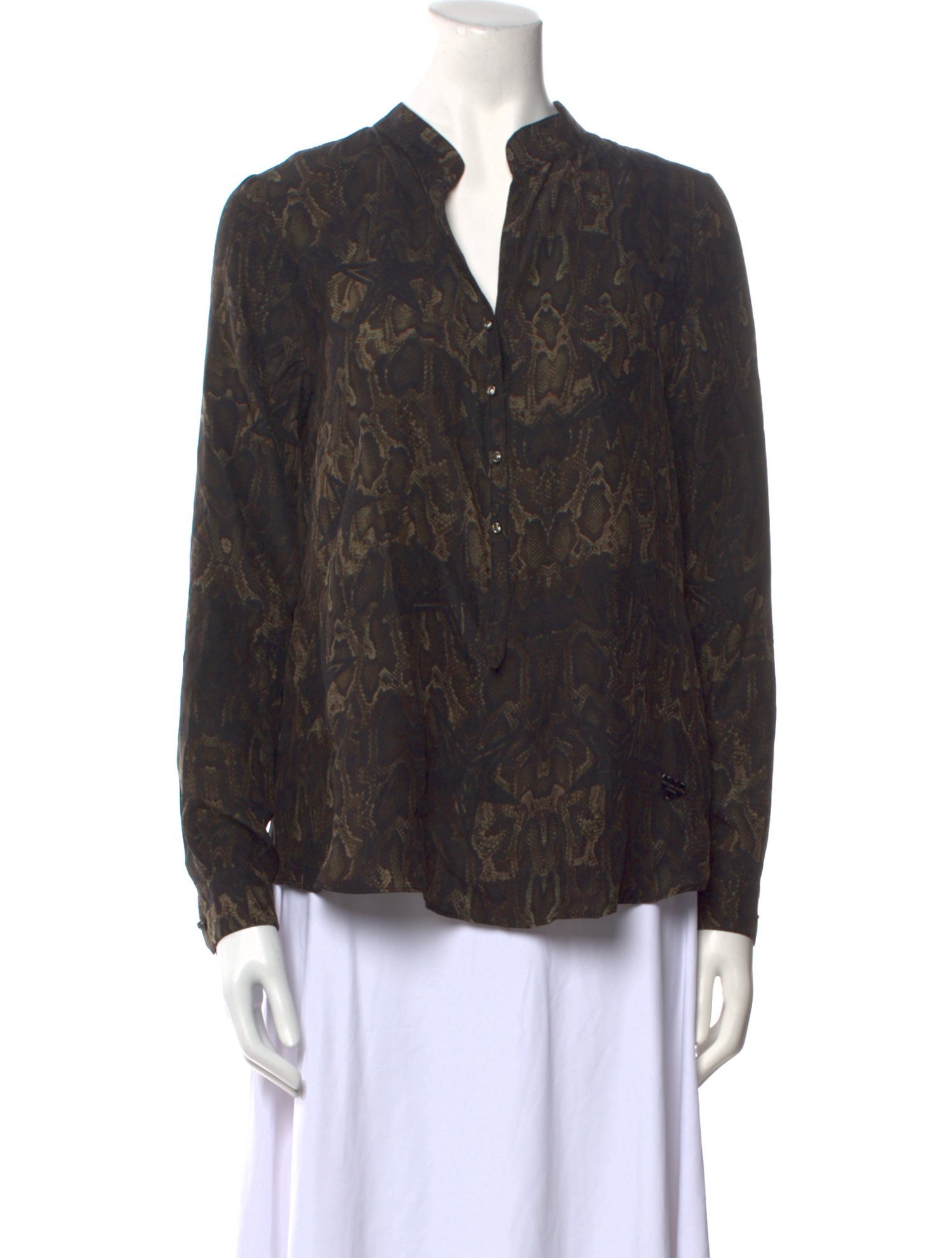 Philipp Plein Silk Animal Print Blouse