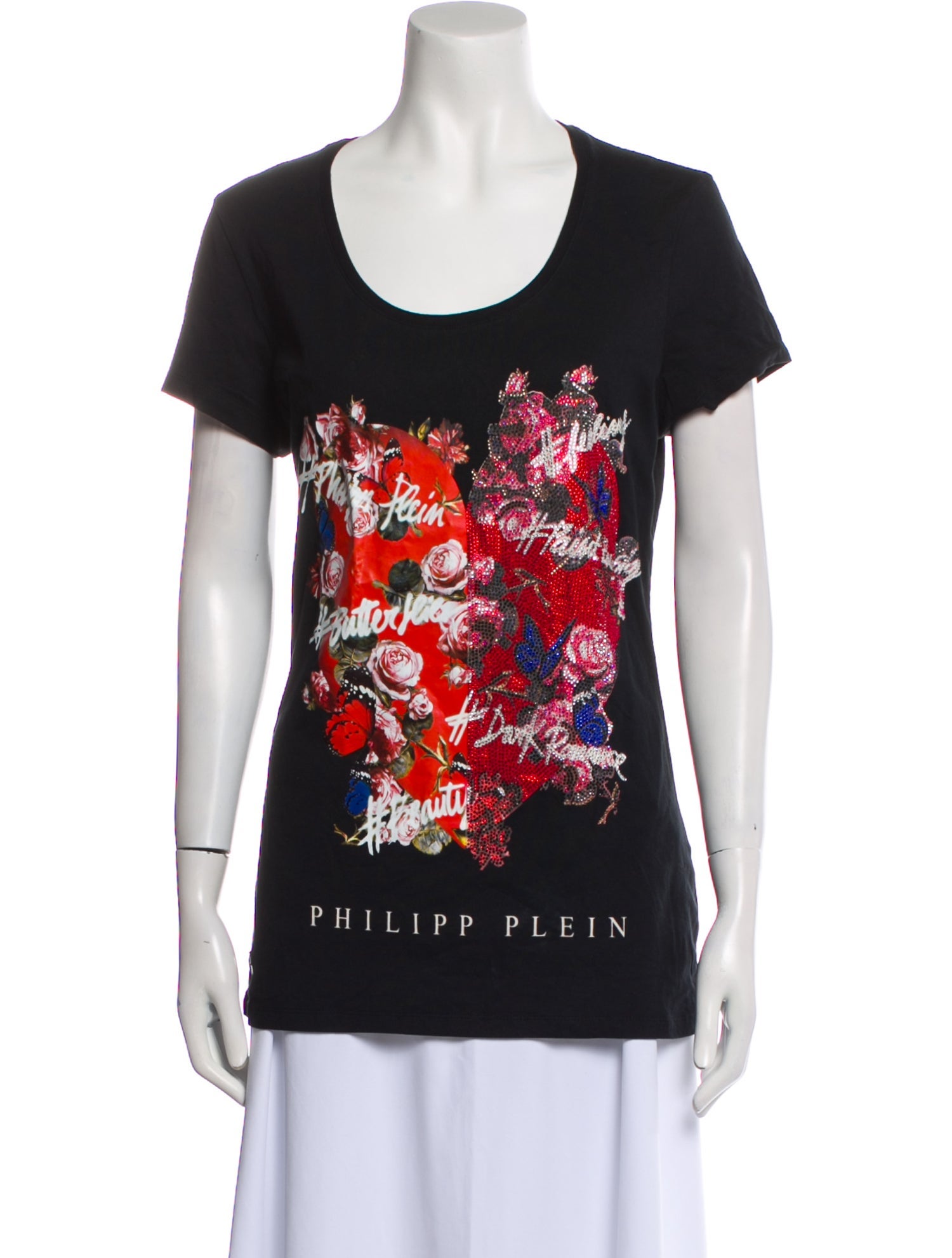 Philipp Plein Graphic Print Scoop Neck T-Shirt