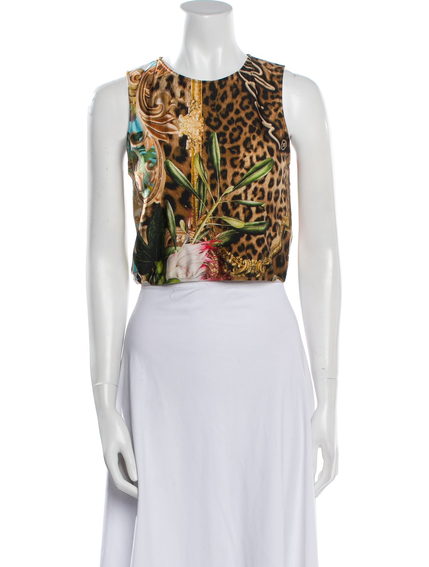 Philipp Plein Printed Scoop Neck Crop Top