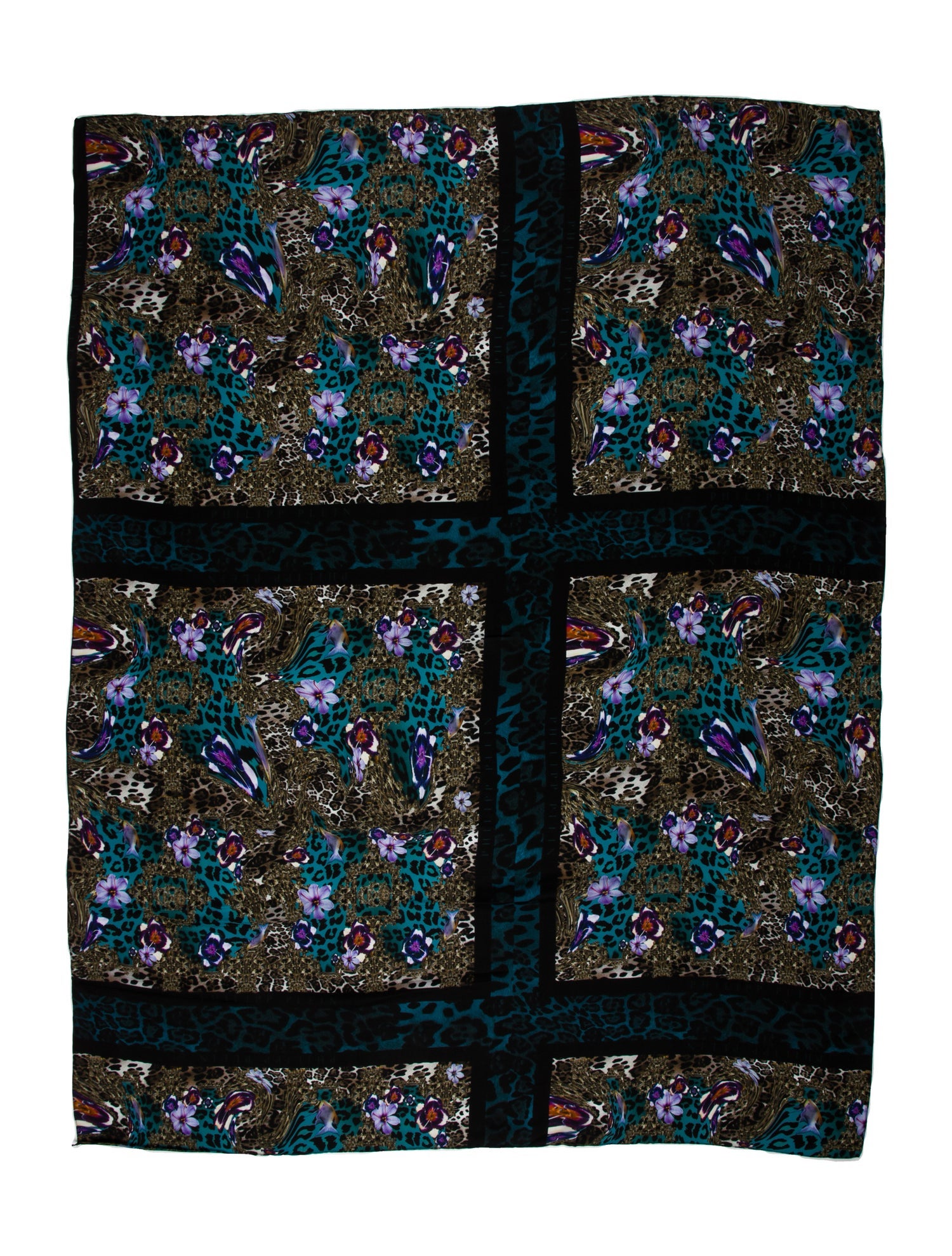 Philipp Plein Silk Animal Print Scarf
