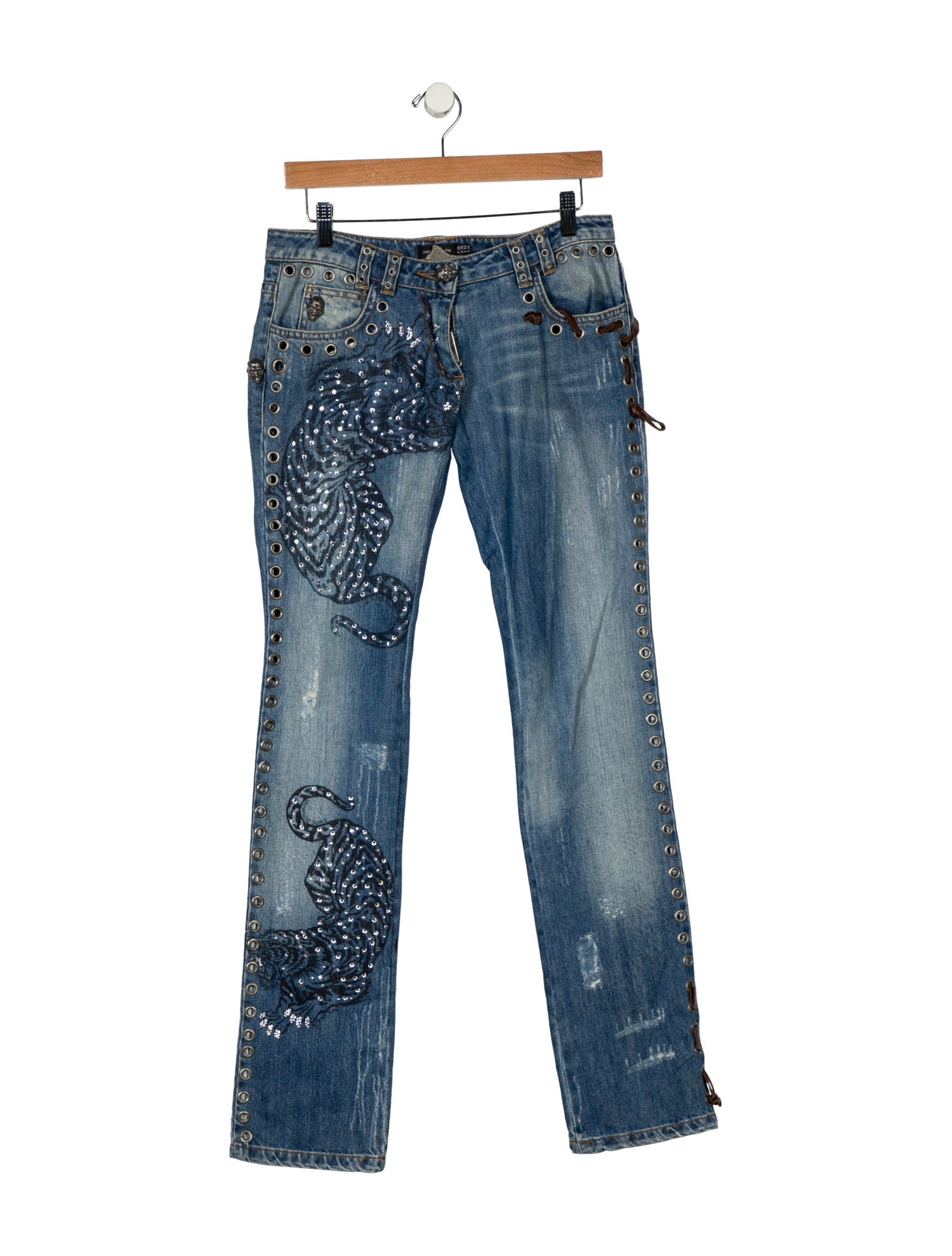Philipp Plein Low-Rise Straight Leg Jeans