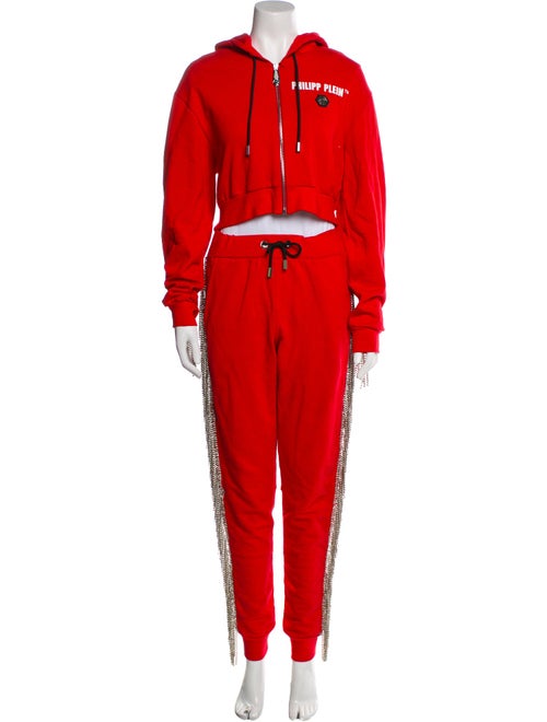 Philipp Plein Graphic Print Crystal Embellishments Pant Set