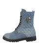 Philipp Plein Denim Colorblock Pattern Combat Boots