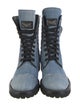 Philipp Plein Denim Colorblock Pattern Combat Boots