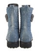 Philipp Plein Denim Colorblock Pattern Combat Boots