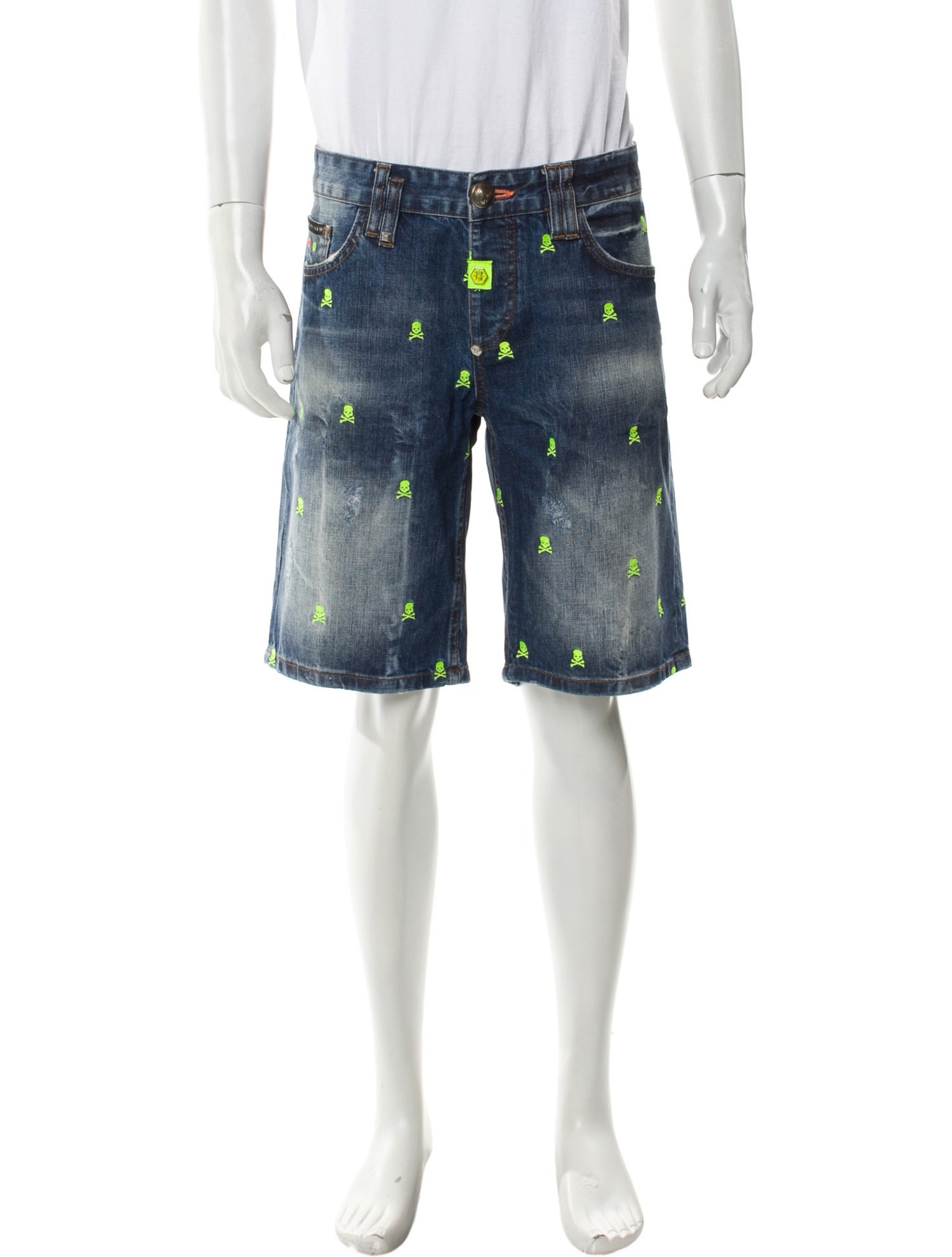 Philipp Plein Printed Denim Shorts