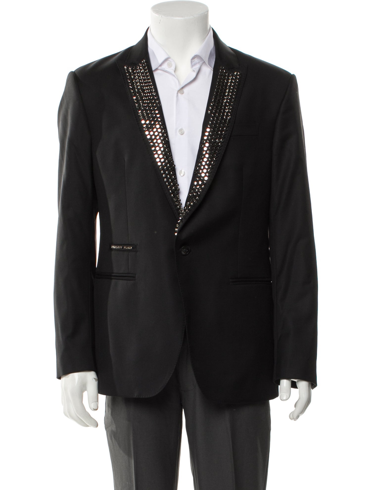 Philipp Plein Virgin Wool Crystal Embellishments Blazer