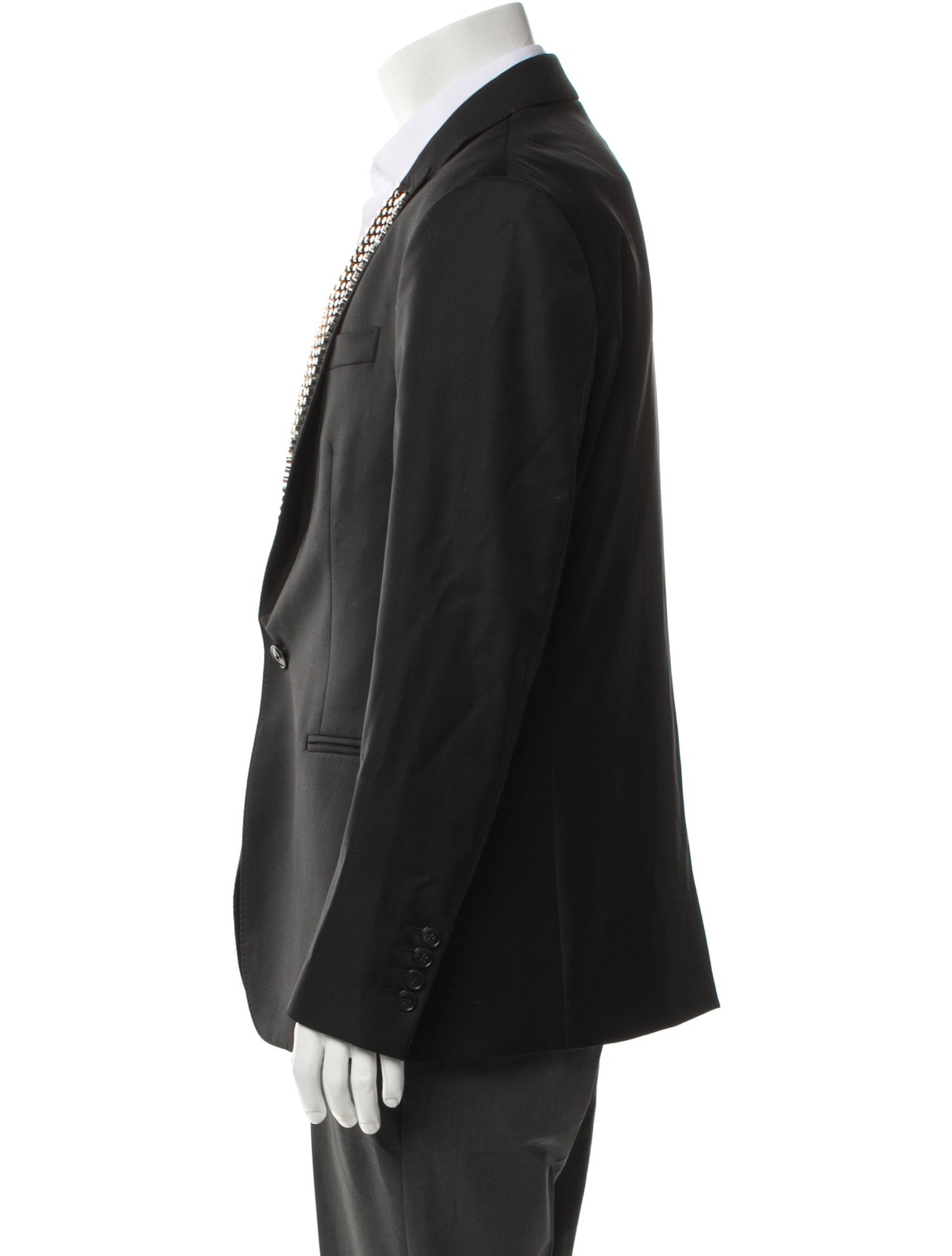 Philipp Plein Virgin Wool Crystal Embellishments Blazer