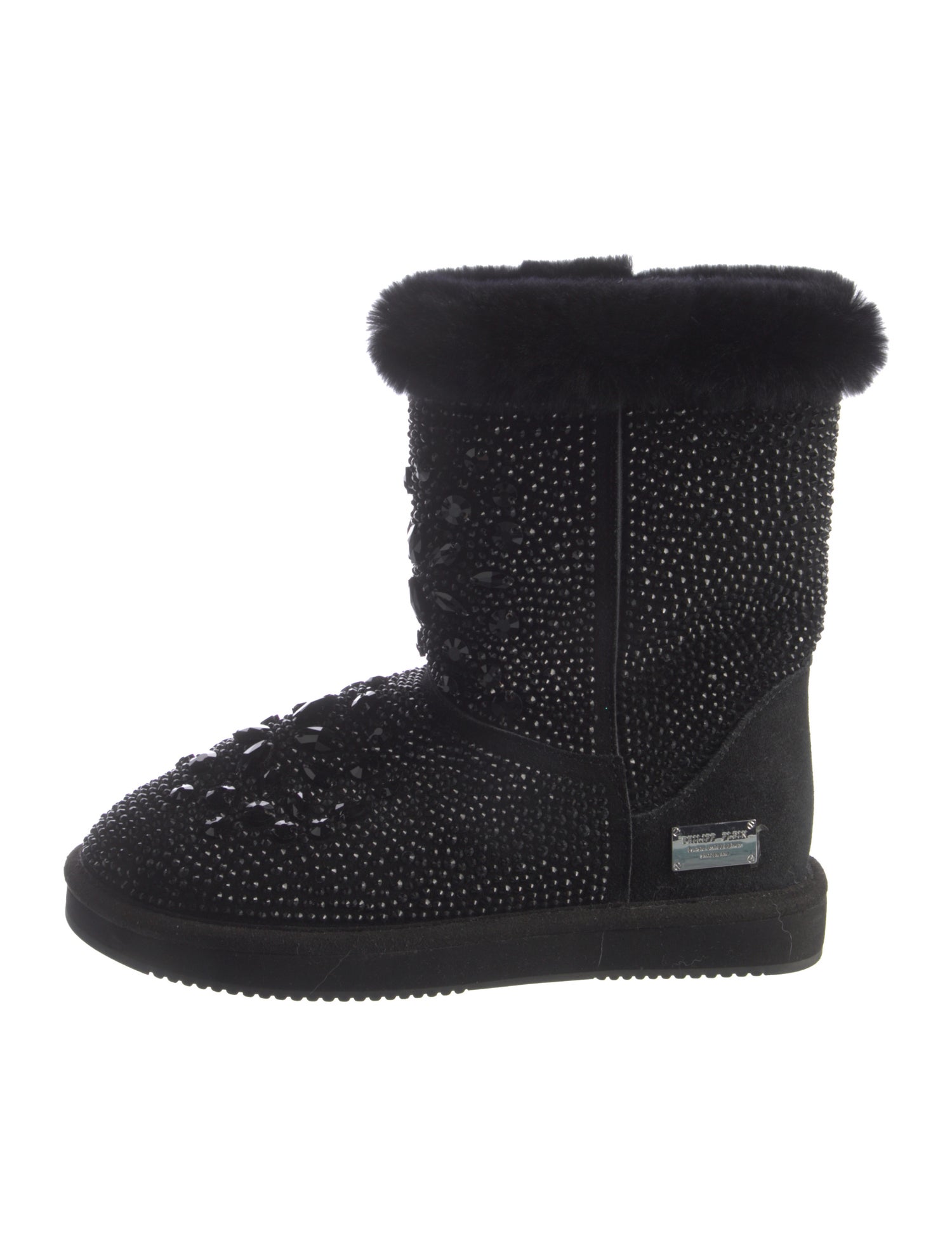 Philipp Plein Suede Crystal Embellishments Combat Boots