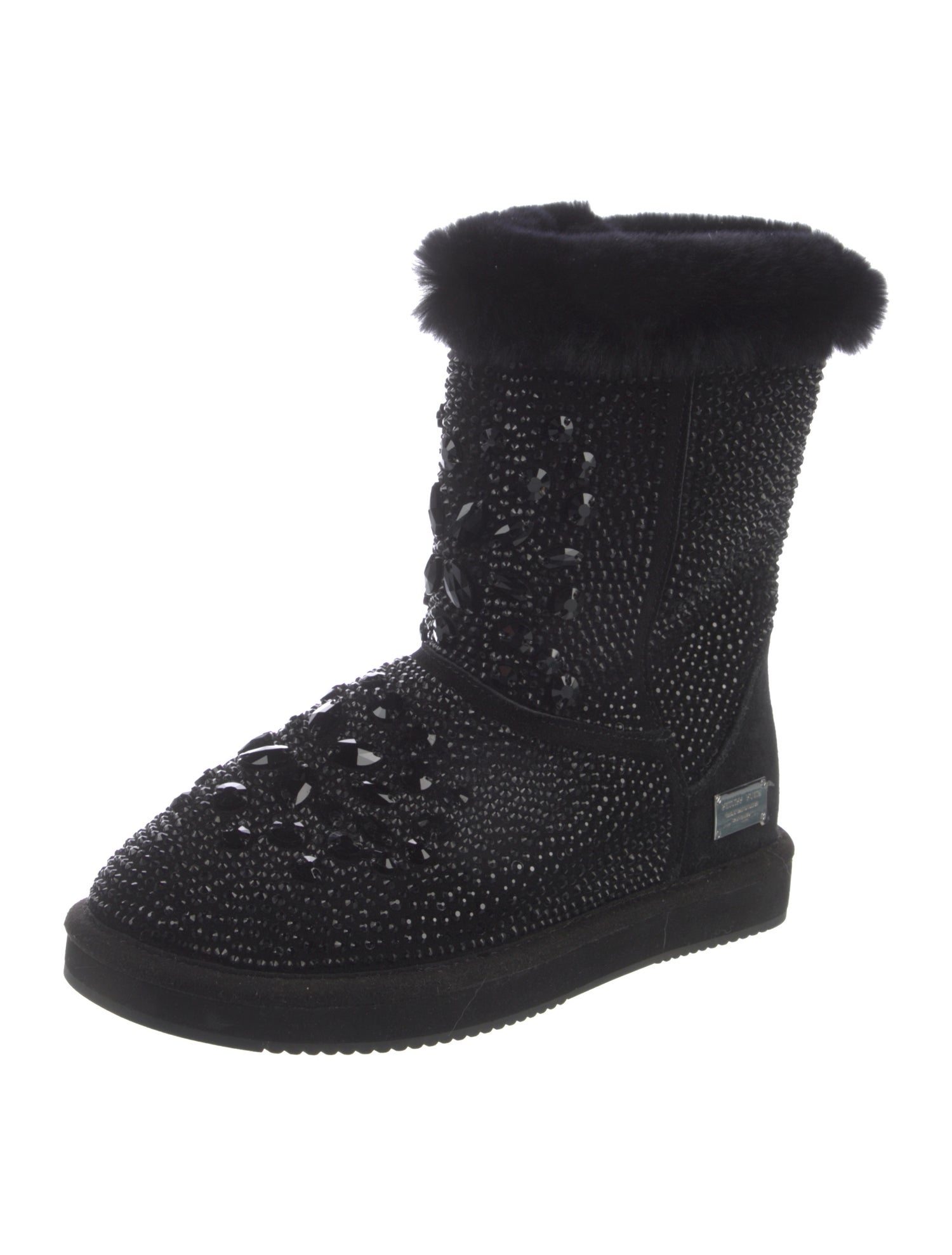 Philipp Plein Suede Crystal Embellishments Combat Boots
