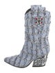 Philipp Plein Tweed Pattern Western Boots