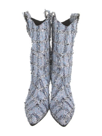 Philipp Plein Tweed Pattern Western Boots