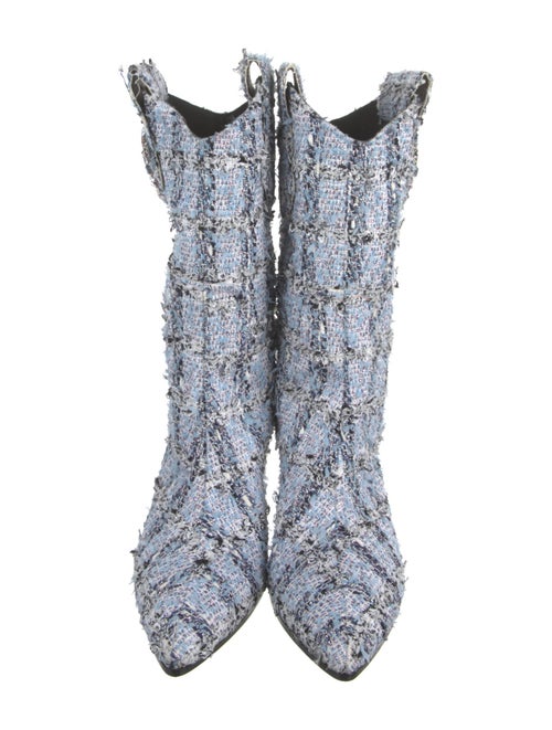 Philipp Plein Tweed Pattern Western Boots