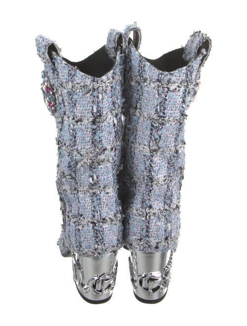 Philipp Plein Tweed Pattern Western Boots