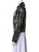Philipp Plein Calf Leather Floral Print Biker Jacket