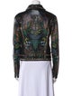 Philipp Plein Calf Leather Floral Print Biker Jacket