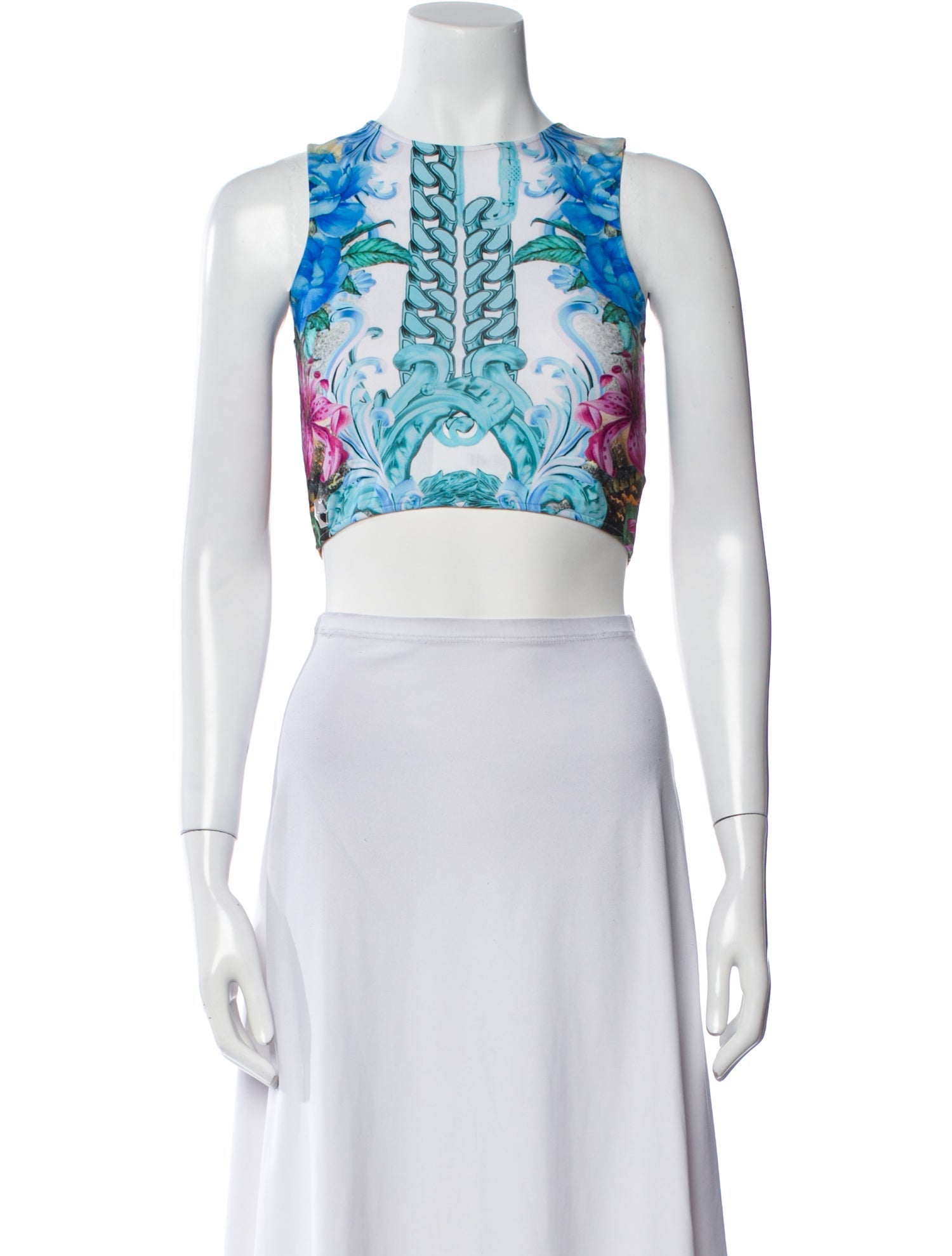 Philipp Plein Printed Crew Neck Crop Top w/ Tags