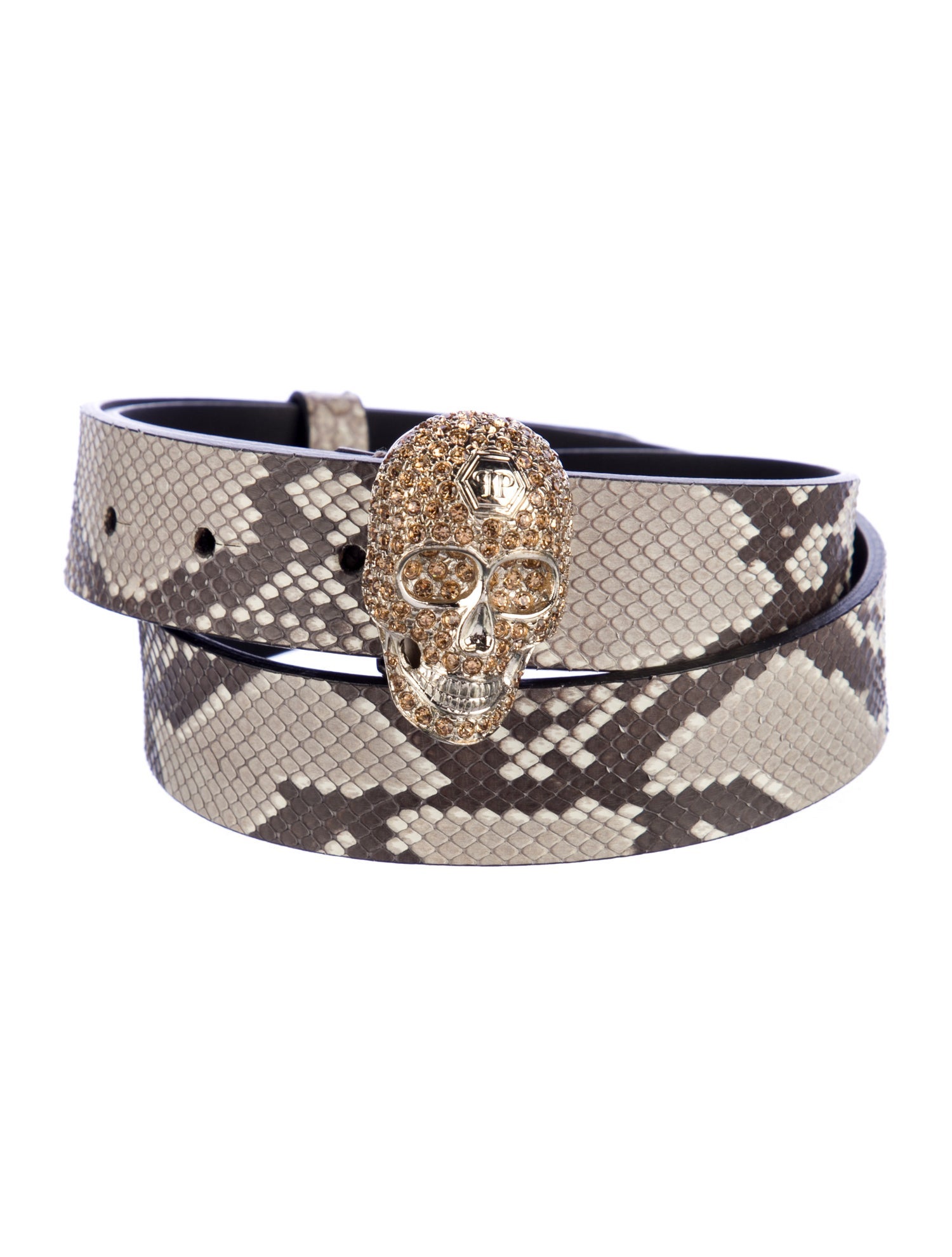 Philipp Plein Leather Crystal Embellishments Belt