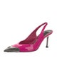 Philipp Plein Patent Leather Colorblock Pattern Slingback Pumps