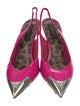 Philipp Plein Patent Leather Colorblock Pattern Slingback Pumps