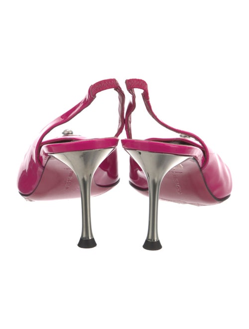 Philipp Plein Patent Leather Colorblock Pattern Slingback Pumps